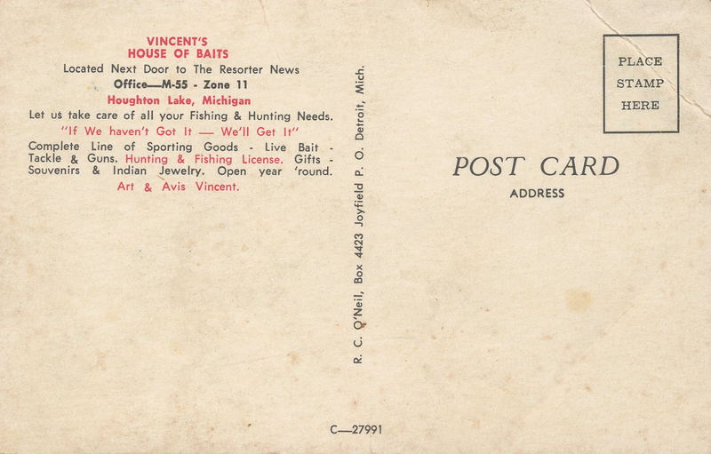 Vinces House of Baits - Vintage Postcard (newer photo)